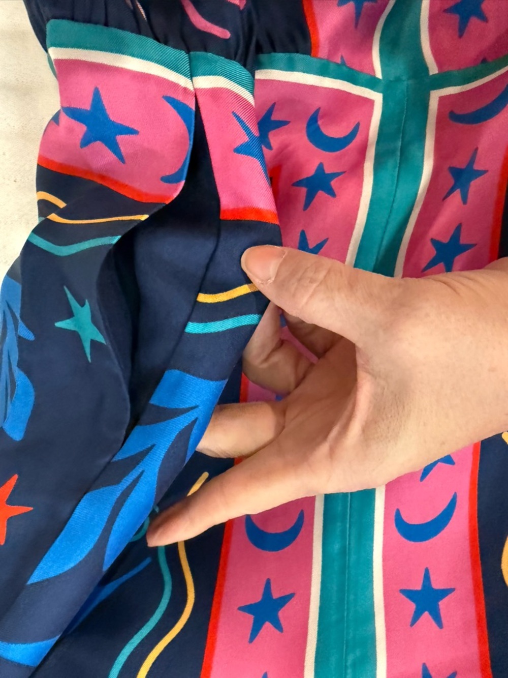 Johnny Was Navy Multicolor Silk-Blend Selena Dress - Picture 12 of 12